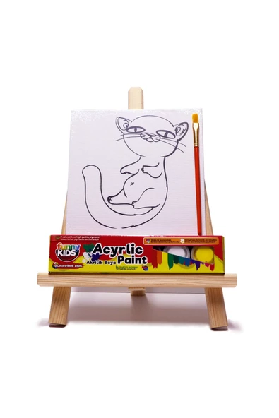 Rich Funny Kids Desenli Tuval Akrilik Boya Seti - Kedi ürün görseli 1