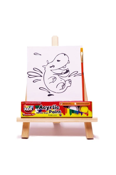 Rich Funny Kids Desenli Tuval Akrilik Boya Seti - Su Aygırı ürün görseli 1