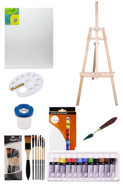 Daler Rowney Simply Akrilik Boya 12 Renk X Şövale Seti  12 Ml 50x70 ürün görseli 1