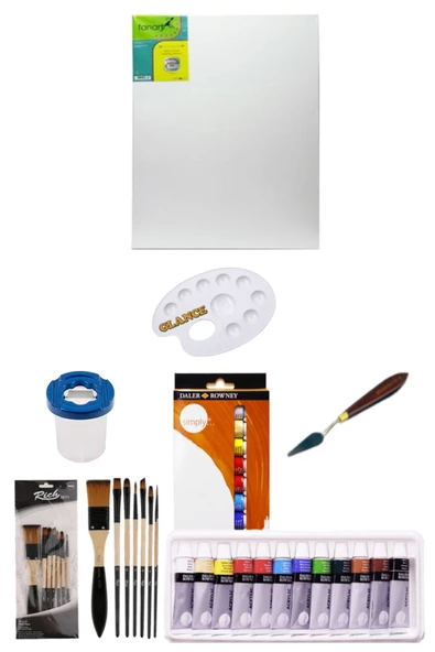 Daler Rowney Simply Akrilik Boya 12 Renk X Tuval Set 12 Ml 50x70 ürün görseli 1