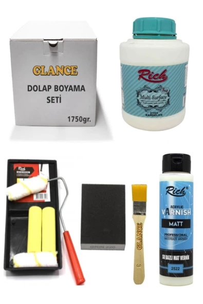 Glance Dolap Boyama Seti Multi Surface 1750 gr Beyaz- Mat Vernik ürün görseli 1