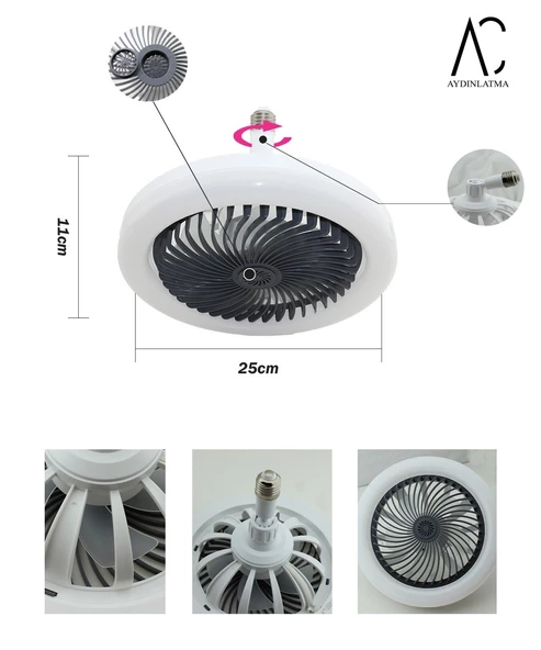 30W Fanlı Led Ampul / 3 Renk Işık / 3 Hız Fanlı Siyah Kasa  - Kumandalı ve Koku Hazneli ürün görseli 1