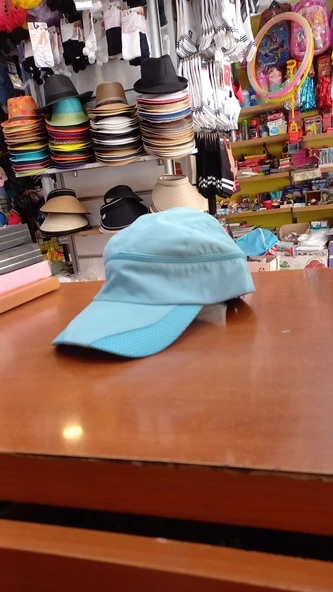 çocuk mavi renk sporcu tenis vizör şapka  unisex 54 cm ürün görseli 1