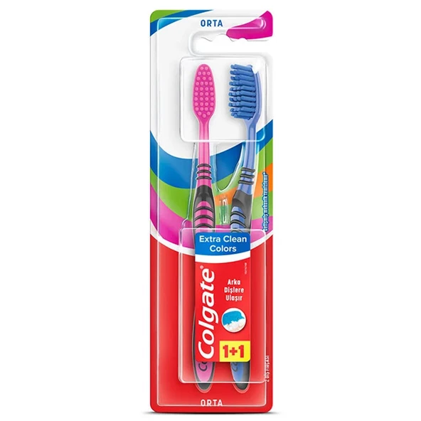 Colgate Extra Clean Colors Orta Diş Fırçası 1+1 ürün görseli 1