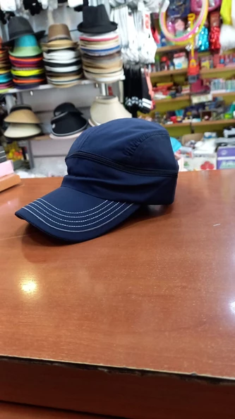 çocuk mavi renk sporcu tenis vizör şapka  unisex 54 cm ürün görseli 1