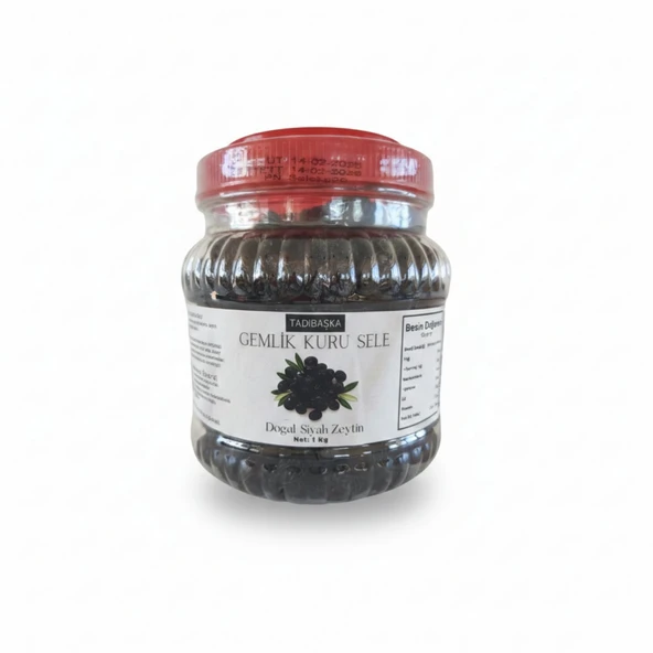 Tadıbaşka Gemlik Kuru Sele Siyah Zeytin 1 Kg - Dev Boy 3XL (150-180 Kalibre) - Doğal Fermente Az Tuzlu ürün görseli 1