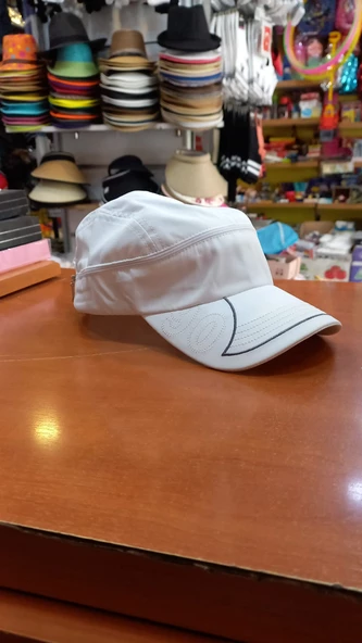 çocuk gri renk sporcu tenis vizör şapka  unisex 54 cm ürün görseli 1