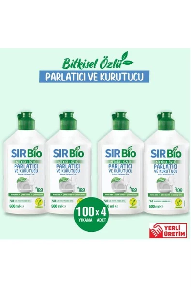 Sır Bio Bitkisel Özlü Bulaşık Makinesi Parlatıcı & Kurutucu 4 x 500 ML ürün görseli 1