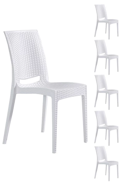 SANDALİE  6 Adet Rattan Beyaz Sandalye - Bahçe&balkon&teras Sandalye ürün görseli 1
