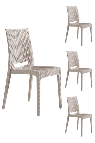 SANDALİE  4 Adet Rattan Cappucino Sandalye / Balkon-bahçe-teras ürün görseli 1