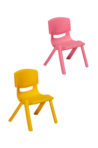 SANDALİE  Junior 2 Adet Ergonomik Konforlu Anaokulu Kreş Çocuk Sandalyesi - Pembe/Sarı ürün görseli 1