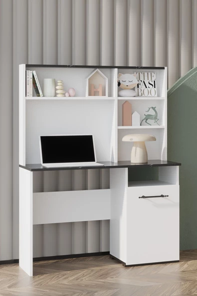 SANDALİE  Still 50x110 Cm Çalışma Masası Bilgisayar Masası Ofis Ders Yemek Masası Siyah&Beyaz ürün görseli 1