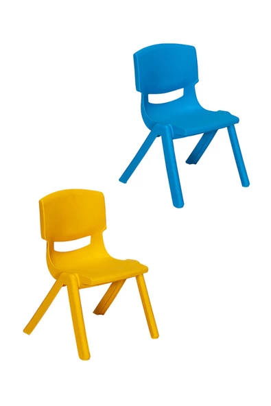 SANDALİE  Junior 2 Adet Ergonomik Konforlu Anaokulu Kreş Çocuk Sandalyesi - Sarı/Mavi ürün görseli 1