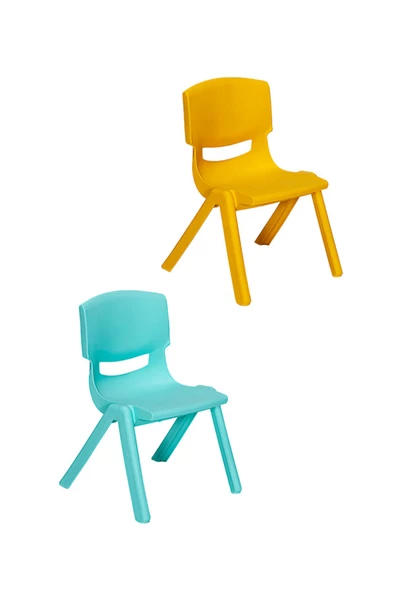 SANDALİE  Junior 2 Adet Ergonomik Konforlu Anaokulu Kreş Çocuk Sandalyesi - Turkuaz/Sarı ürün görseli 1