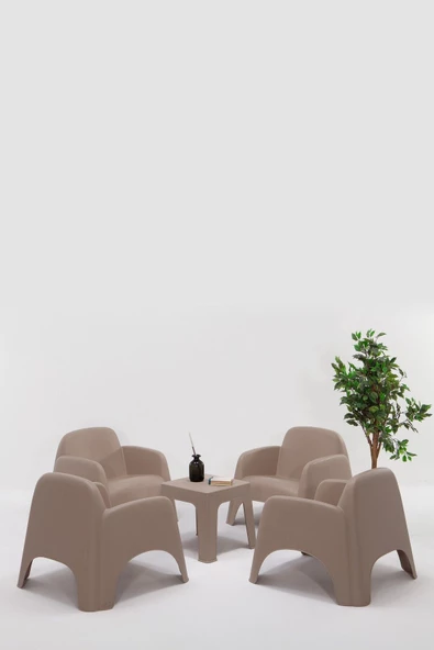 SANDALİE  Şile Pratik Bahçe, Balkon Oturma Grubu ( 1+1+1+1+S ) Bahçe Mobilyası / Cappucino ürün görseli 1