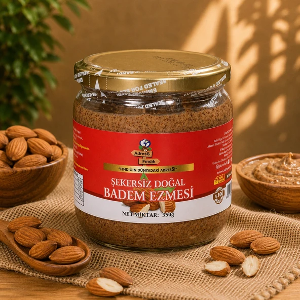 AdresS Fındık - Şekersiz Doğal Badem Ezmesi 350 g ürün görseli 1