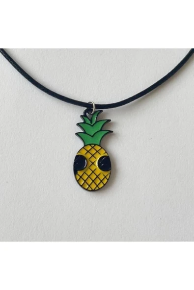 Ananas Gözlüklü Suni Deri Ipli Unisex Kolye Pytkkt004 ürün görseli 1