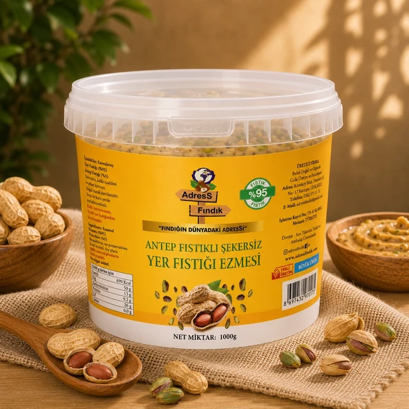 AdresS Fındık - Antep Fıstıklı Şekersiz Yer Fıstığı Ezmesi 1 Kg ürün görseli 1