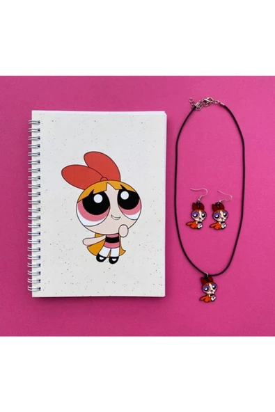 Powerpuff Girls Blossom Defter Kolye Küpe Seti Pytkdfkyp52 ürün görseli 1