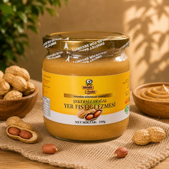 AdresS Fındık - Şekersiz Doğal Yer Fıstığı Ezmesi 350 g ürün görseli 1