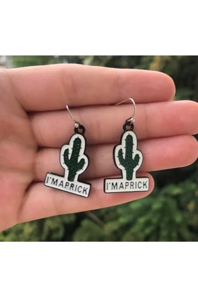 Kaktüs Bitki Küpe Renkli Unisex Metal Küpe Pytkkp0092 ürün görseli 1
