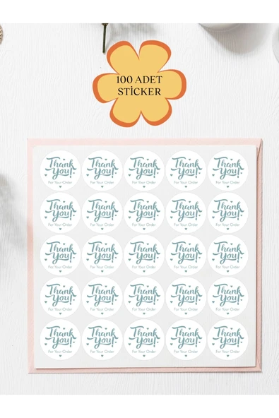 100 Adet Teşekkür Ederiz Stickers Paketleme Kargo Çıkartma PYT0KSTK148 ürün görseli 1