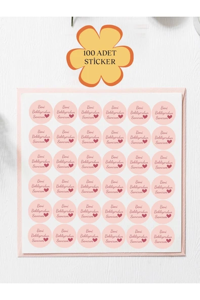 100 Adet Teşekkür Ederiz Stickers Paketleme Kargo Çıkartma PYT0KSTK149 ürün görseli 1
