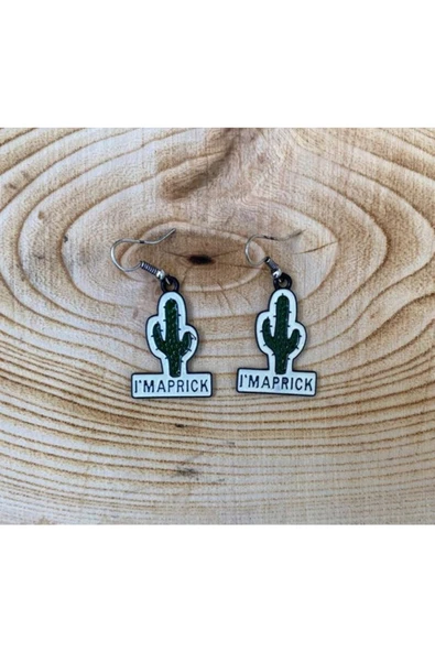 Kaktüs I'm Maprick Küpe Renkli Metal Küpe Pytkkupe126 ürün görseli 1
