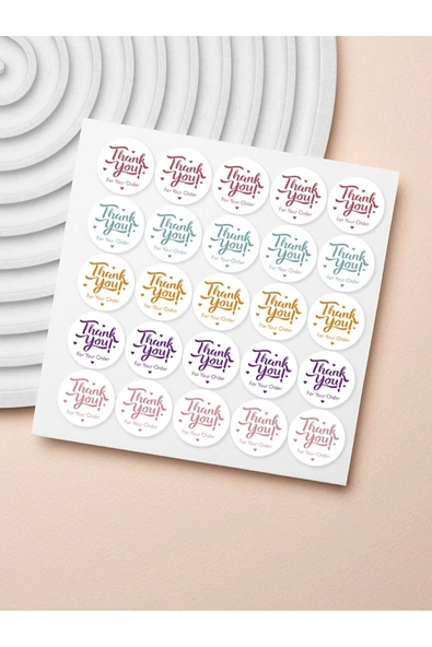 Desenli Thank You Teşekkür Stickers Paketleme Çıkartma PYTKSTK91 ürün görseli 1