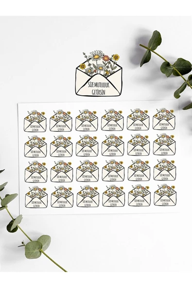 Desenli Thank You Teşekkür Stickers Paketleme Çıkartma PYTKSTK92 ürün görseli 1