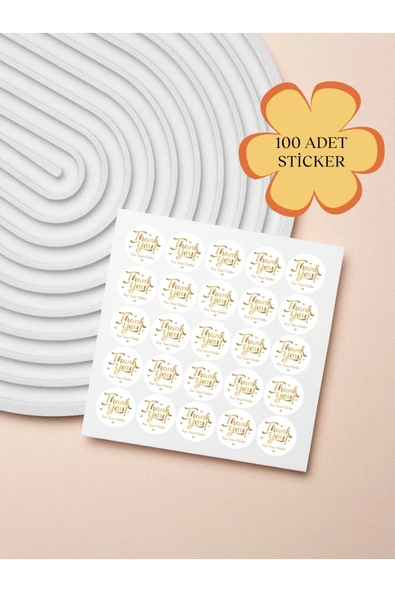 100 Adet Teşekkür Ederiz Stickers Paketleme Kargo Çıkartma PYT0KSTK132 ürün görseli 1