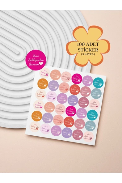 100 Adet Teşekkür Ederiz Stickers Paketleme Kargo Çıkartma PYT0KSTK131 ürün görseli 1