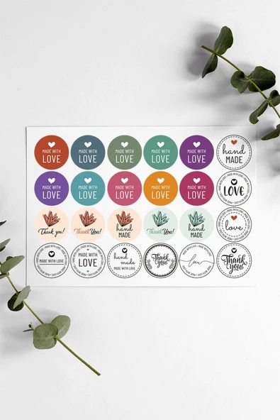 Renkli Kalpli Thank You Teşekkür Stickers Çıkartma PYTKSTK072 ürün görseli 1