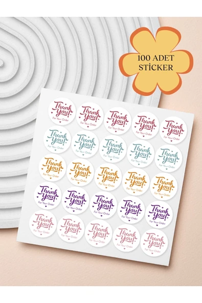 100 Adet Teşekkür Ederiz Stickers Paketleme Kargo Çıkartma PYT0KSTK136 ürün görseli 1