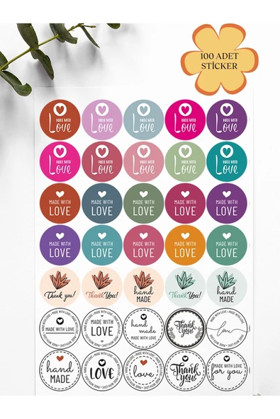100 Adet Teşekkür Ederiz Stickers Paketleme Kargo Çıkartma PYT0KSTK143 ürün görseli 1