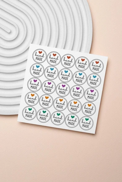 Hand Made Desenli Thank You Teşekkür Stickers Paketleme Çıkartma PYTKSTK100 ürün görseli 1