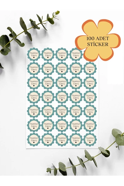 100 Adet Teşekkür Ederiz Stickers Paketleme Kargo Çıkartma PYT0KSTK137 ürün görseli 1