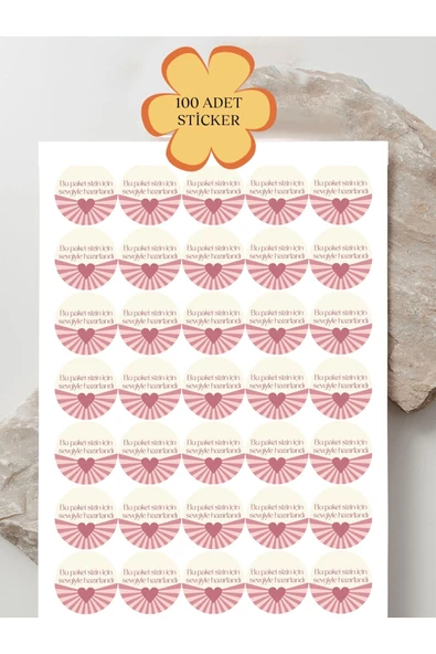 100 Adet Teşekkür Ederiz Stickers Paketleme Kargo Çıkartma PYT0KSTK140 ürün görseli 1