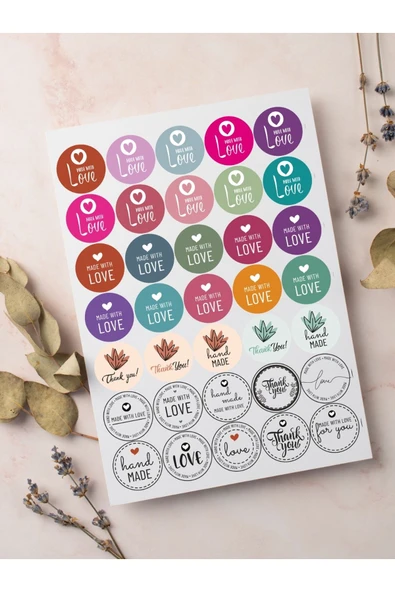 Desenli Thank You Teşekkür Stickers Paketleme Çıkartma PYTKSTK95 ürün görseli 1