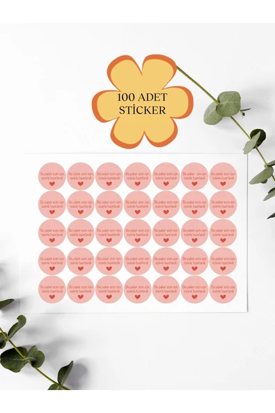 100 Adet Teşekkür Ederiz Stickers Paketleme Kargo Çıkartma PYT0KSTK145 ürün görseli 1