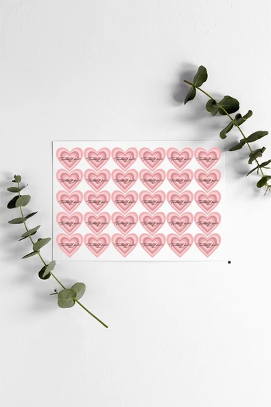 Renkli Kalpli Thank You Teşekkür Stickers Çıkartma PYTKSTK071 ürün görseli 1