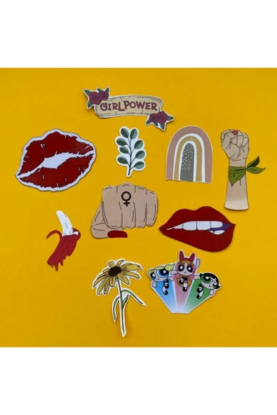 Kadın Feminist Tasarımlı Karışık Renkli 10'lu Stickers Çıkartma Pytkstk04 ürün görseli 1