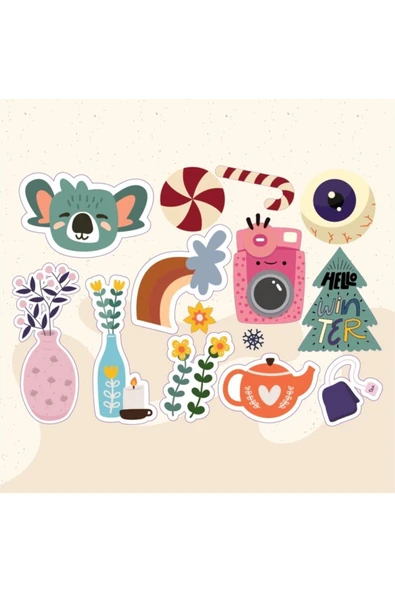 Çiçek Saksı Kalp Tasarımlı A5 Stickers Çıkartma Pytkstk013 ürün görseli 1