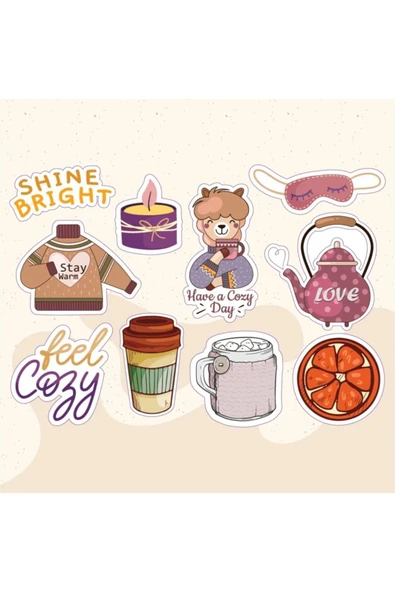 Yazılı Karışık Desenli Tasarımlı A5 Stickers Çıkartma Pytkstk018 ürün görseli 1