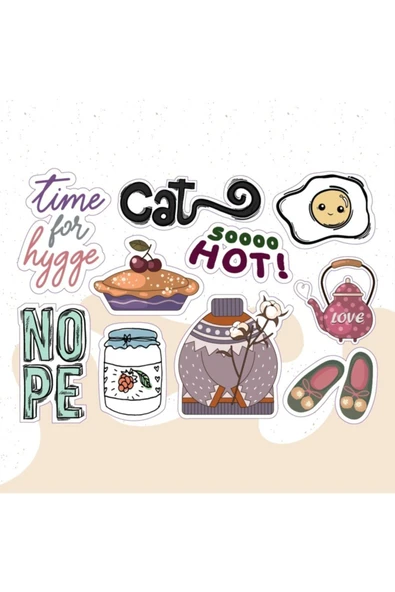 Yazılı Karışık Desenli Tasarımlı A5 Stickers Çıkartma Pytkstk019 ürün görseli 1