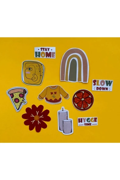 Kıyafet Pizza Mum Tasarımlı Karışık Renkli 10'lu Stickers Çıkartma Pytkstk06 ürün görseli 1