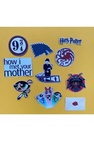 Dizi Film Karakter Tasarımlı Karışık Renkli 10 lu Stickers Çıkartma Pytkstk02 ürün görseli 1