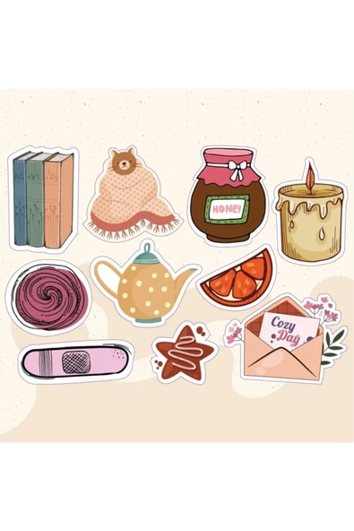 Kitap Mektup Mum Karışık Tasarımlı A5 Stickers Çıkartma ürün görseli 1
