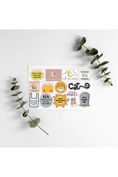 Motto Yazılı Tasarımlı A5 14 Adet Stickers Çıkartma Pytkstkr38 ürün görseli 1