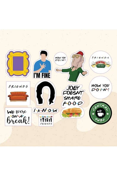 Friends Dizi Karışık Tasarımlı A5 Stickers Çıkartma Pytkstk033 ürün görseli 1